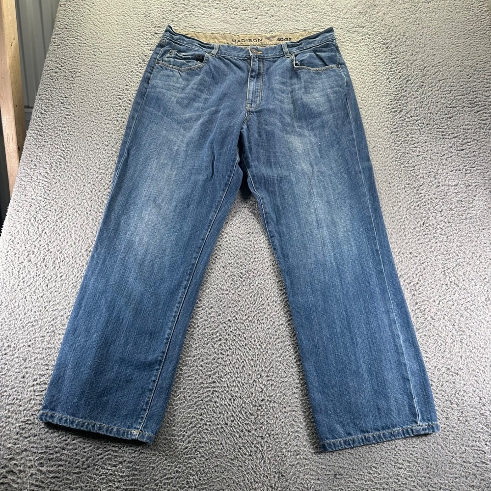 Vintage Madison Jeans Mens 40x32 Blue Dark Wash Cotton Relaxed Baggy Denim